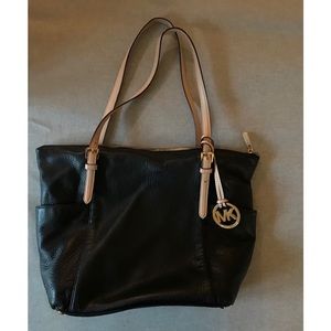 Black Leather Michael Korda Tote Bag